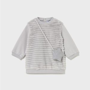 VESTIDO CON BOLSO GRIS