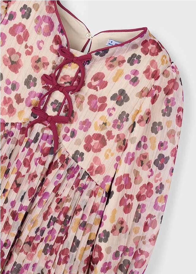 VESTIDO PLISADO ESTAMPADO CEREZA - Imagen 3